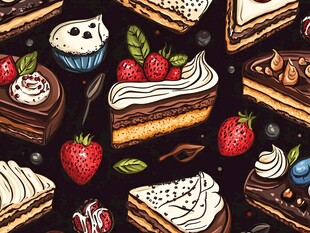 多样美味蛋糕插画图案