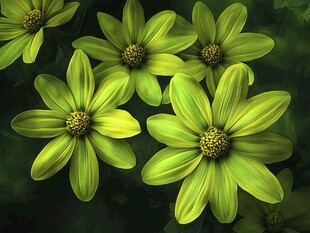 翠绿绽放的清新黄色小花