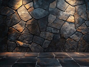 石砌墙面与地面的质感空间