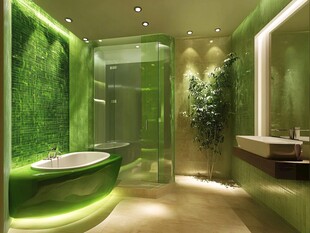 绿色梦幻风现代浴室空间