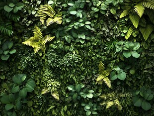 翠绿繁茂的植物墙景观