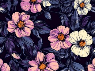 花卉图案 梦幻紫白花朵世界