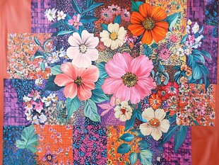 多彩拼布花卉艺术图案