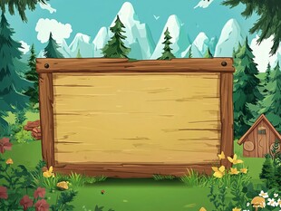 森林中的空白木牌风景图