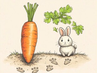 可爱兔子与超大胡萝卜