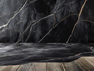 黑色大理石墙面木质地板场景