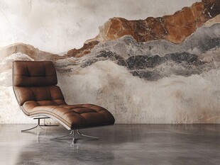 现代风皮革躺椅与艺术墙