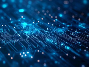 科技感电路板的梦幻蓝光