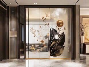 现代轻奢风艺术玻璃隔断