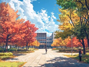 秋日校园美景