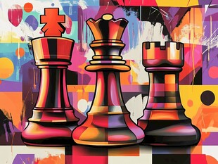 多彩艺术风的国际象棋棋子
