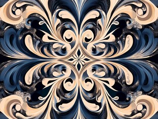 蓝棕对称花纹艺术图案