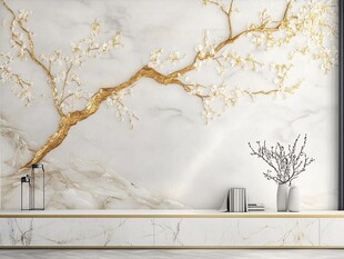 金枝玉花大理石背景墙