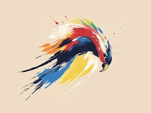 彩色泼墨风格的鹦鹉形象