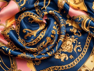 奢华复古风丝绸方巾图案