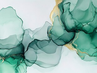 墨绿金纹抽象流体艺术图