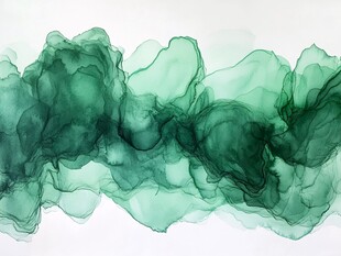 翠绿色墨韵流动艺术画面