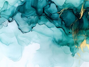 青蓝金交融的梦幻水墨纹理