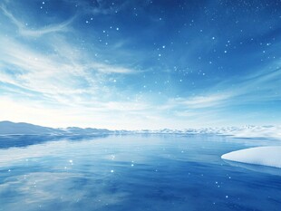 梦幻冰雪星空湖面美景