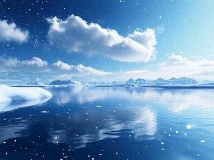 冰雪湖景下的梦幻天空