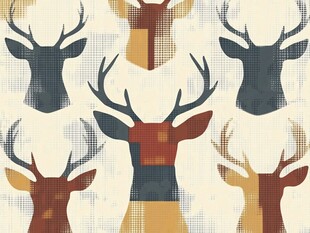 抽象几何风鹿头图案背景