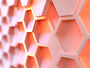 橙色六边形立体几何图案