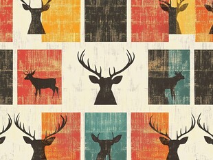 复古风鹿头图案背景设计