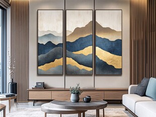 现代客厅三联山水装饰画