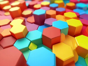 多彩立体六边形几何图案