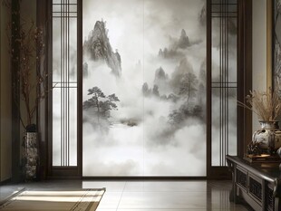 中式山水意境玄关装饰画