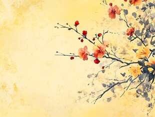 水墨花枝 典雅中式风景