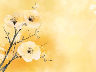 淡黄花卉雅致枝头绽放