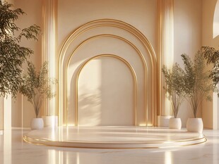 金色拱门室内植物展示空间