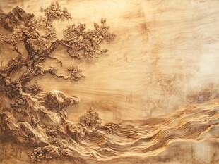 木雕山水图景