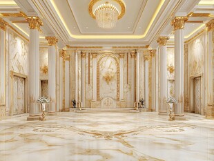 奢华欧式大理石宫殿大堂