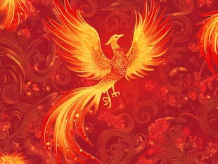 凤凰飞舞于中式华丽背景中