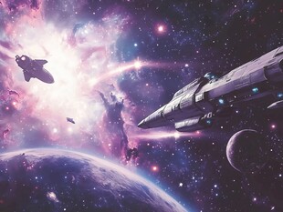 星际宇宙飞船奇幻航行场景