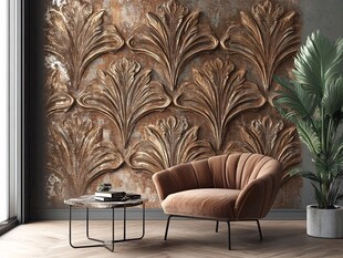 复古浮雕墙配舒适单人沙发