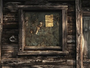 老旧木屋的斑驳铁窗