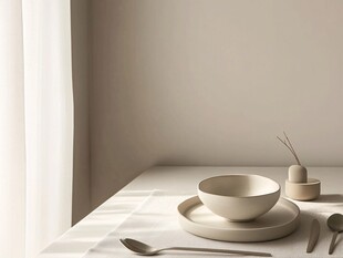 简约风餐桌餐具静谧摆拍