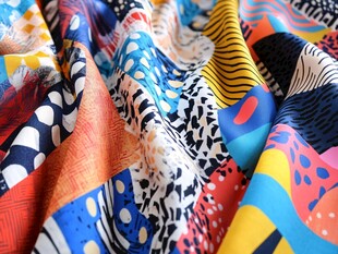 多彩印花布料纹理特写