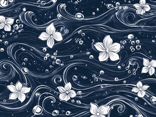 海洋花卉图案无缝背景图