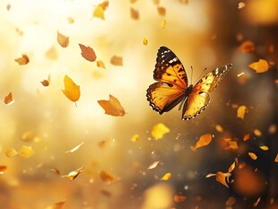 蝶舞金秋 落叶纷飞之美