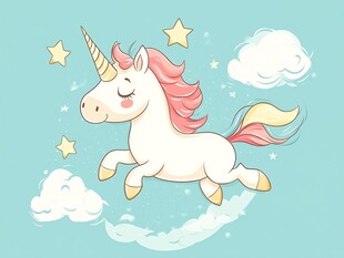 梦幻独角兽云端快乐飞翔