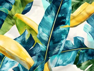 热带风芭蕉叶水彩图案