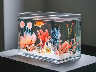 精致玻璃鱼缸中的多彩世界