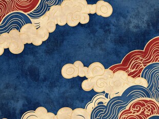 中式云纹蓝底古典纹样