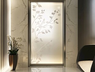 简约花纹玻璃门室内一角