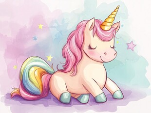 可爱梦幻独角兽插画