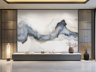 新中式水墨风客厅背景墙